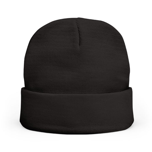 Embroidered 'HN' Knit Beanie – Gold Monogram Cuffed Winter Hat
