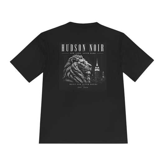 Hudson Noir Lion Graphic Tee — Vintage NYC Skyline Moisture-Wicking Shirt