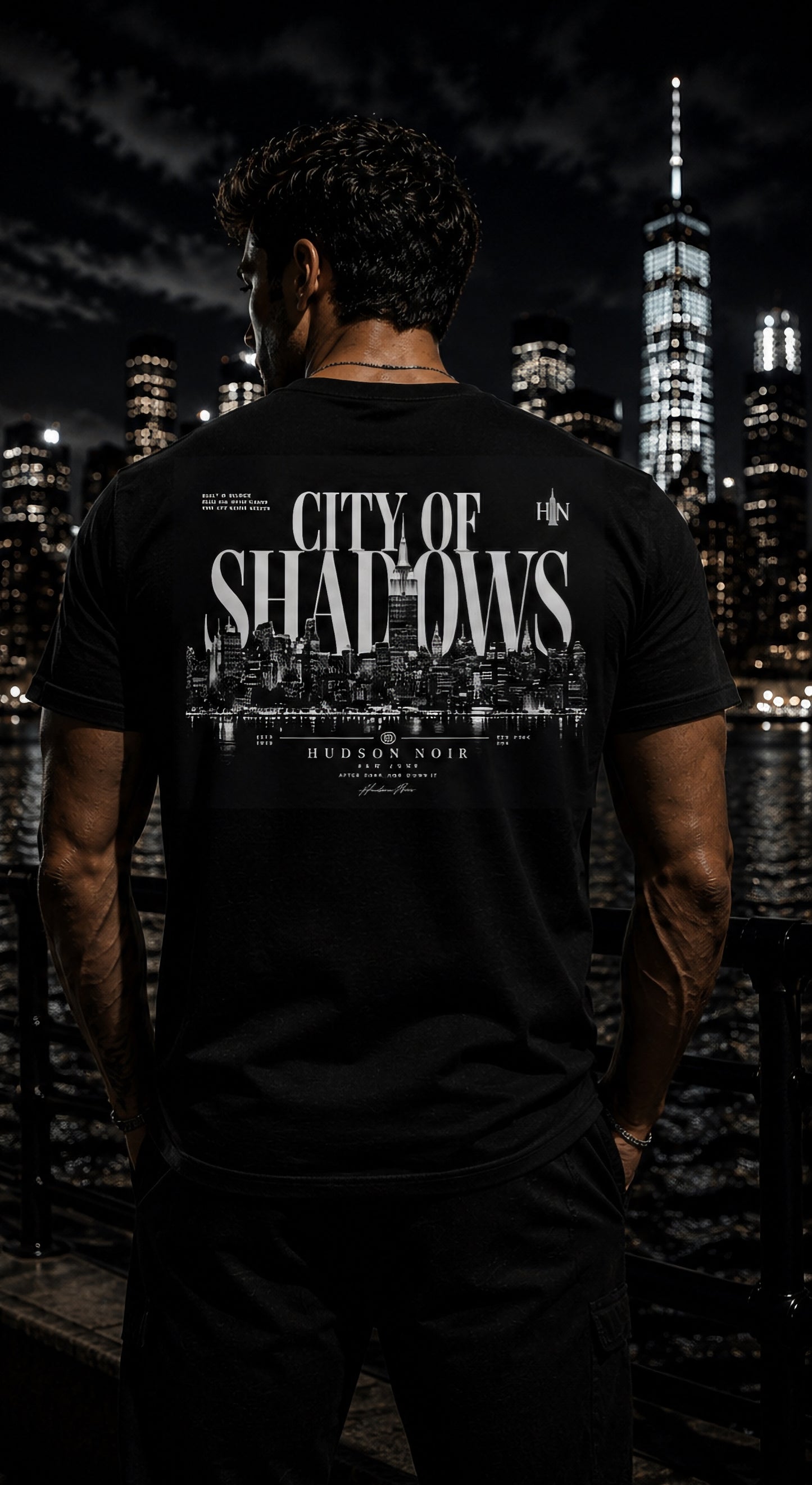 City of Shadows Graphic Tee — Urban Noir "City of Shadows" Logo Shirt